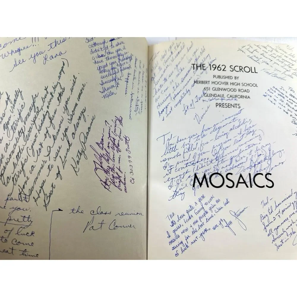 1962 The Scroll Herbert Hoover High School Glendale CA Yearbook Signed
